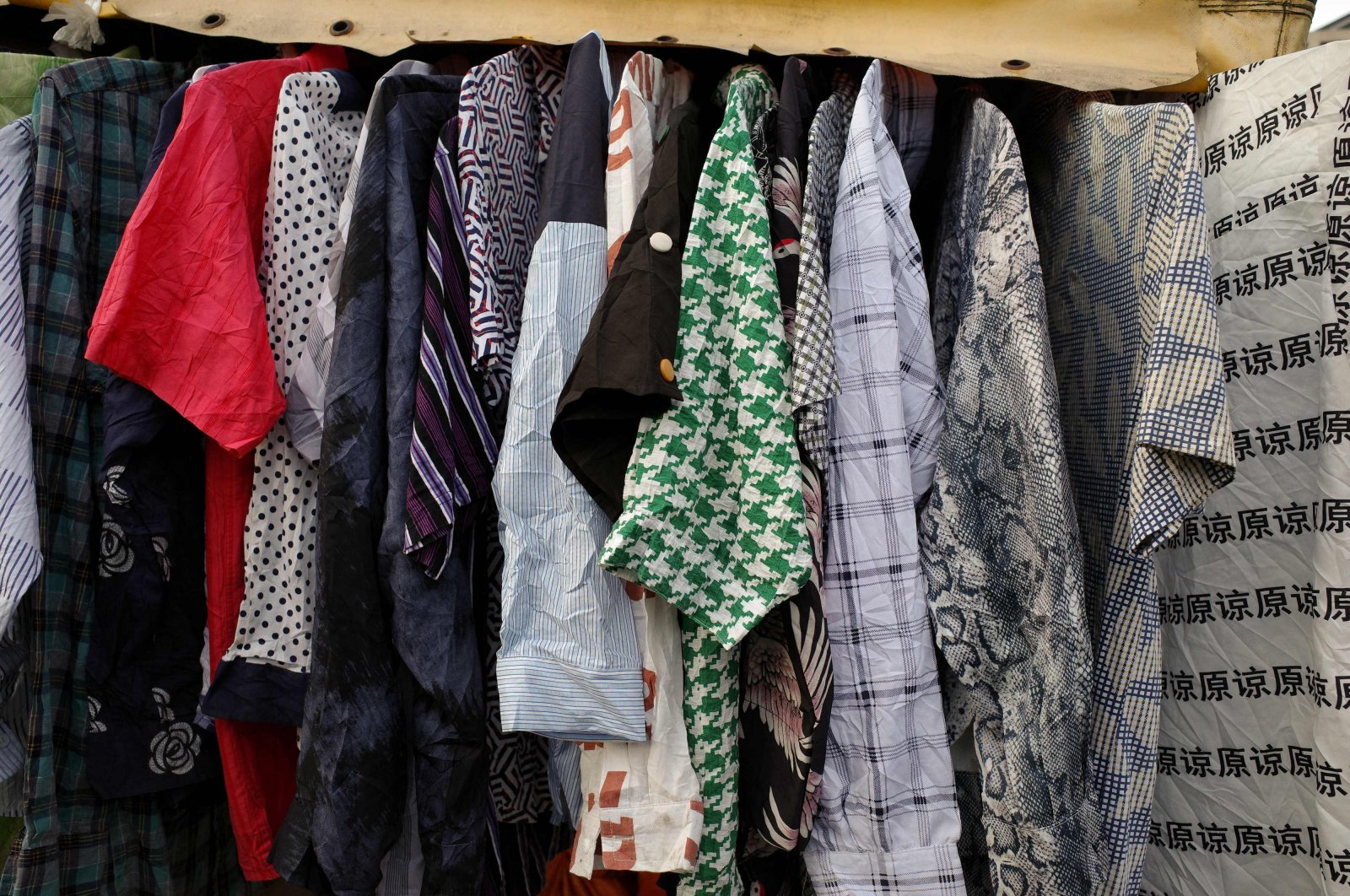 Secondhand clothes for sale is displayed at the Kantamanto market in Accra, Ghana, Nov. 16, 2023. (AFP Photo)