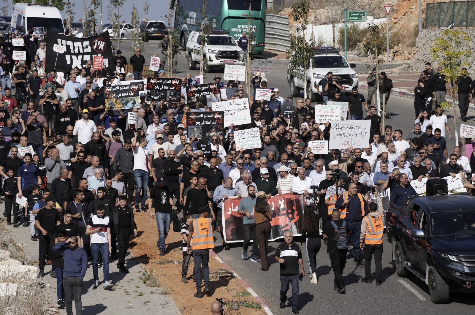 Palestinian citizens of Israel march against Israel&#039;s genocidal war on the Gaza Strip, in Umm al-Fahm, Israel, Nov. 15, 2024. (AP Photo)