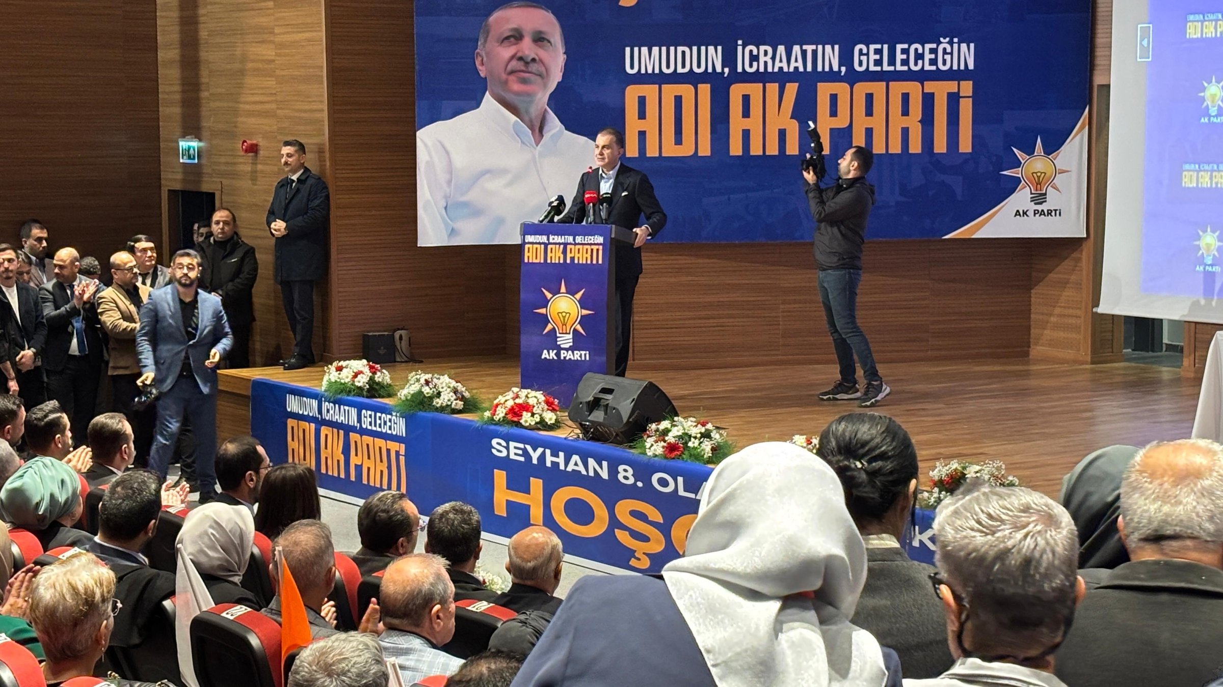 Justice and Development Party (AK Party) spokesperson Ömer Çelik speaks at the party&#039;s congress in the district of Seyhan, Adana, southern Türkiye, Nov. 24, 2024. (İHA Photo)