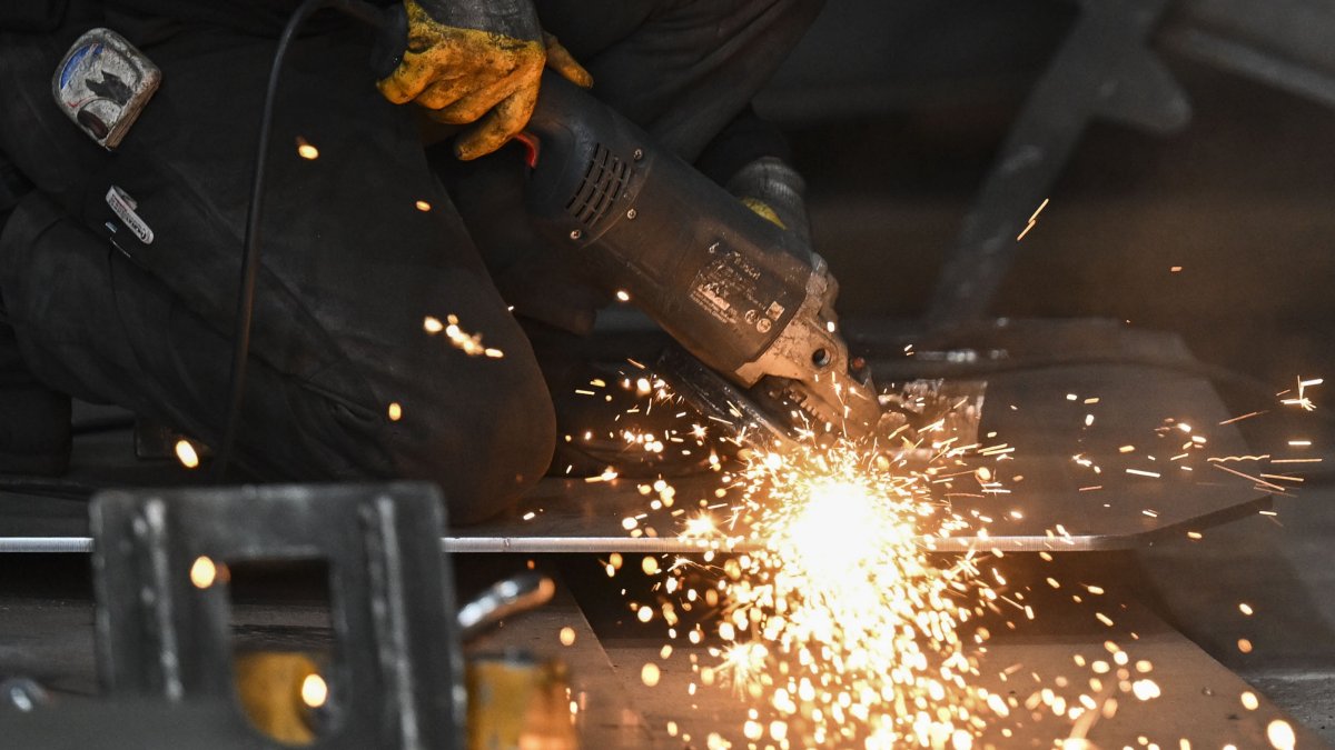 A worker is photographed at a factory in Ankara, Türkiye, Nov. 21, 2024. (AA Photo)