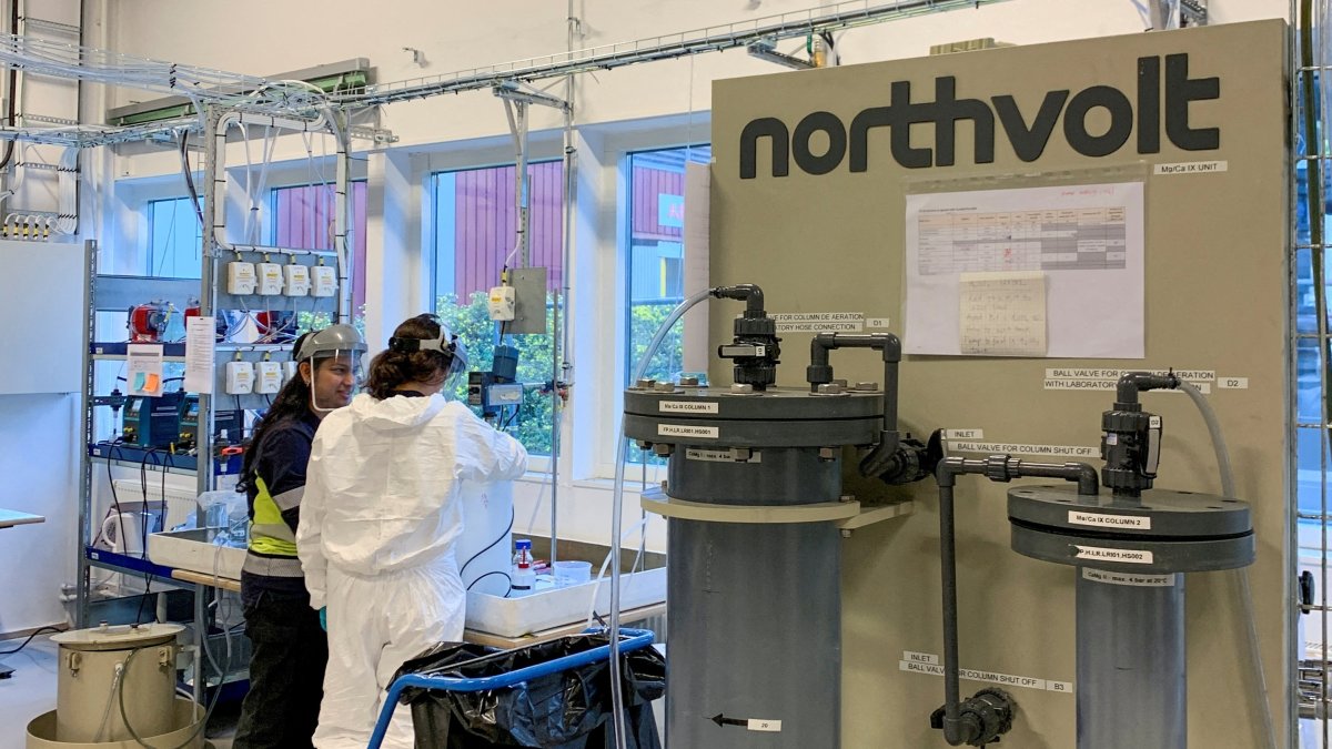 A machine is pictured inside the Northvolt facility, Vasteras, Sweden, Sept. 29, 2021. (Reuters Photo)