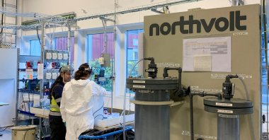 A machine is pictured inside the Northvolt facility, Vasteras, Sweden, Sept. 29, 2021. (Reuters Photo)