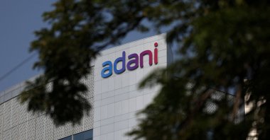 The logo of the Adani Group is seen on the facade of its Corporate House on the outskirts of Ahmedabad, India, Nov. 21, 2024. (Reuters Photo)