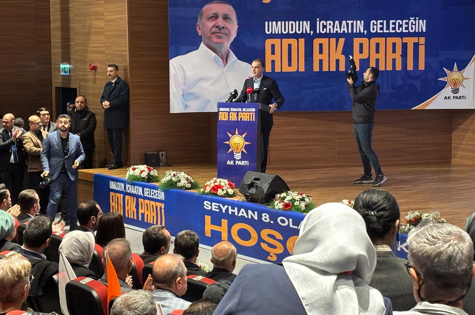 Justice and Development Party (AK Party) spokesperson Ömer Çelik speaks at the party&#039;s congress in the district of Seyhan, Adana, southern Türkiye, Nov. 24, 2024. (İHA Photo)