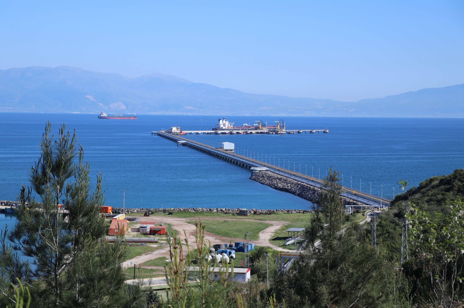 The Haydar Aliyev Marine Terminal, the last stop of the BTC pipeline before crude oil is delivered to global markets, in Adana province, southern Türkiye, June 2, 2020. (AA Photo)