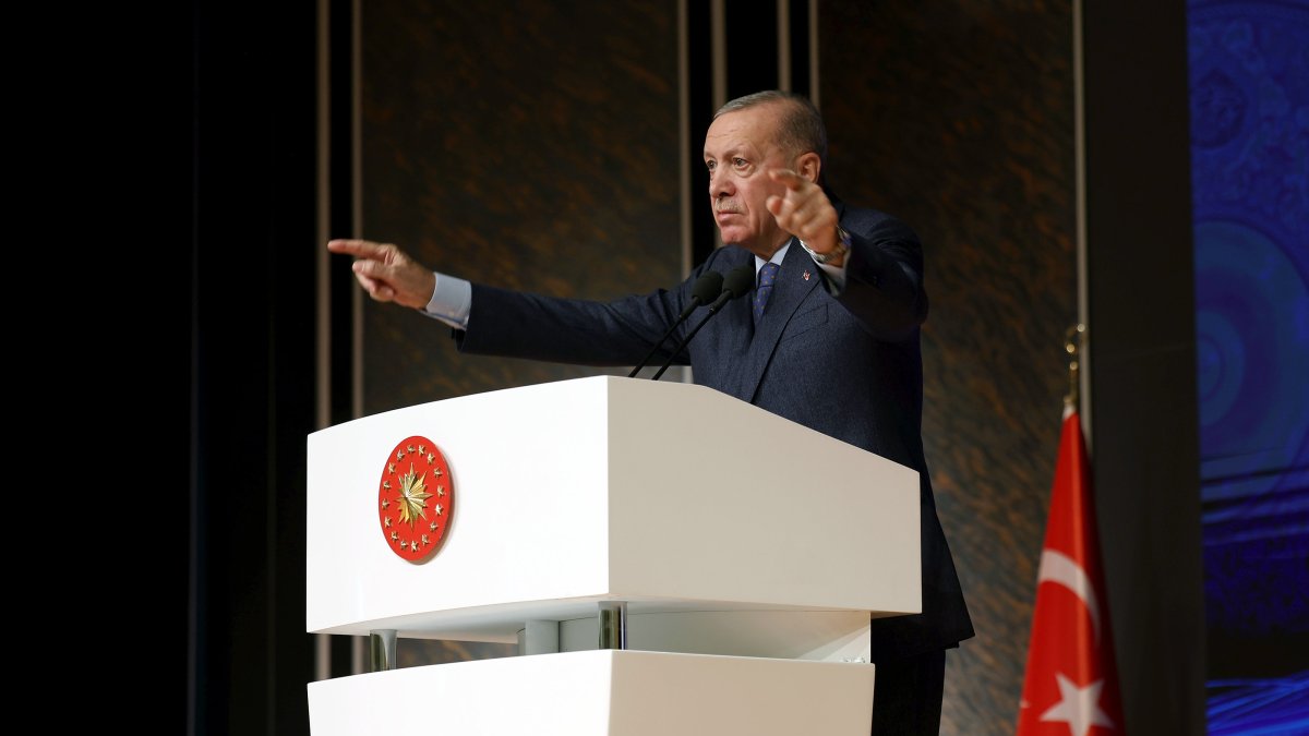 President Recep Tayyip Erdoğan speaks at a Religious Council meeting, Ankara, Türkiye, Nov. 26, 2024. (AA Photo)