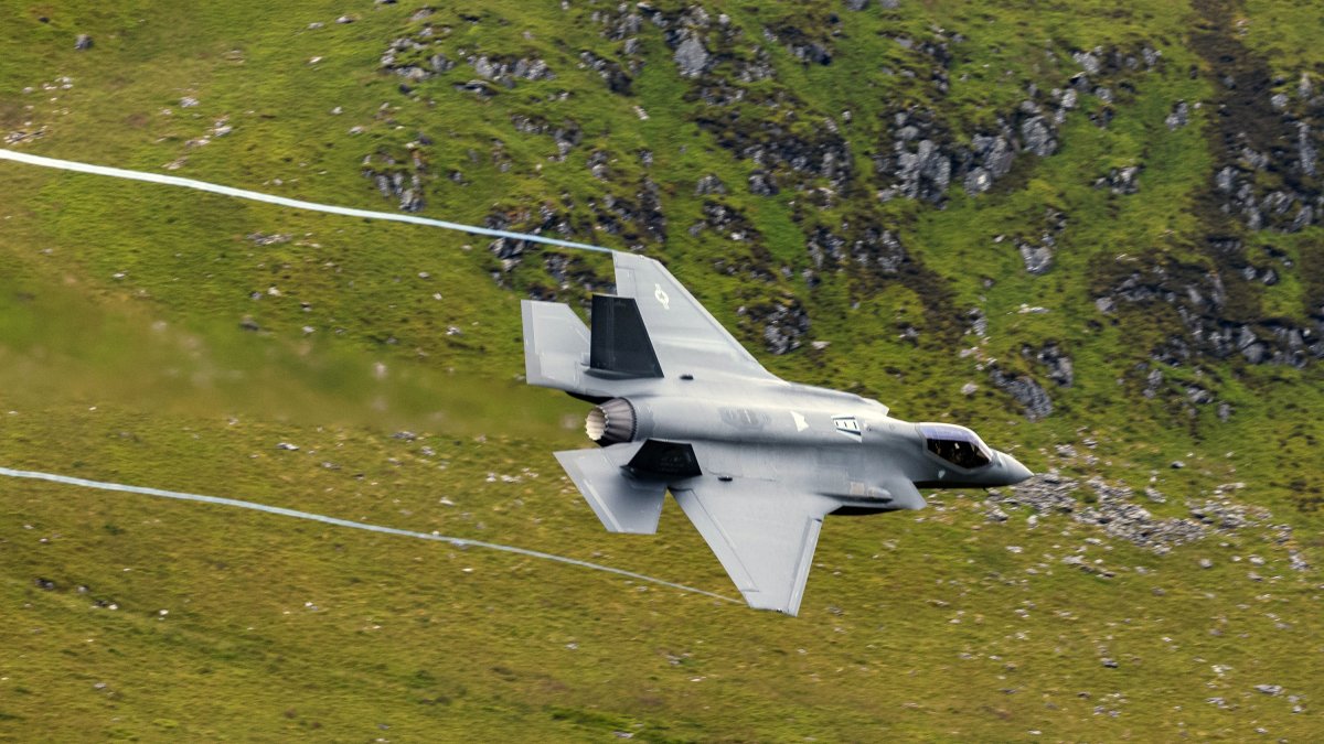 USAF F-15 out of RAF Lakenheath flying The Mach Loop Wales, June 12, 2024. (Reuters File Photo)