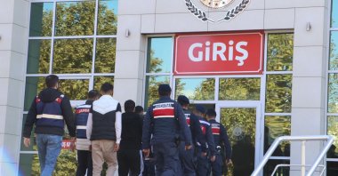 Gendarmerie officers detain four suspects for spreading PKK propaganda in northwestern Tekirdağ province, Türkiye, Oct. 26, 2024. (IHA Photo)