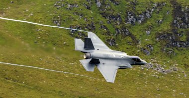 USAF F-15 out of RAF Lakenheath flying The Mach Loop Wales, June 12, 2024. (Reuters File Photo)