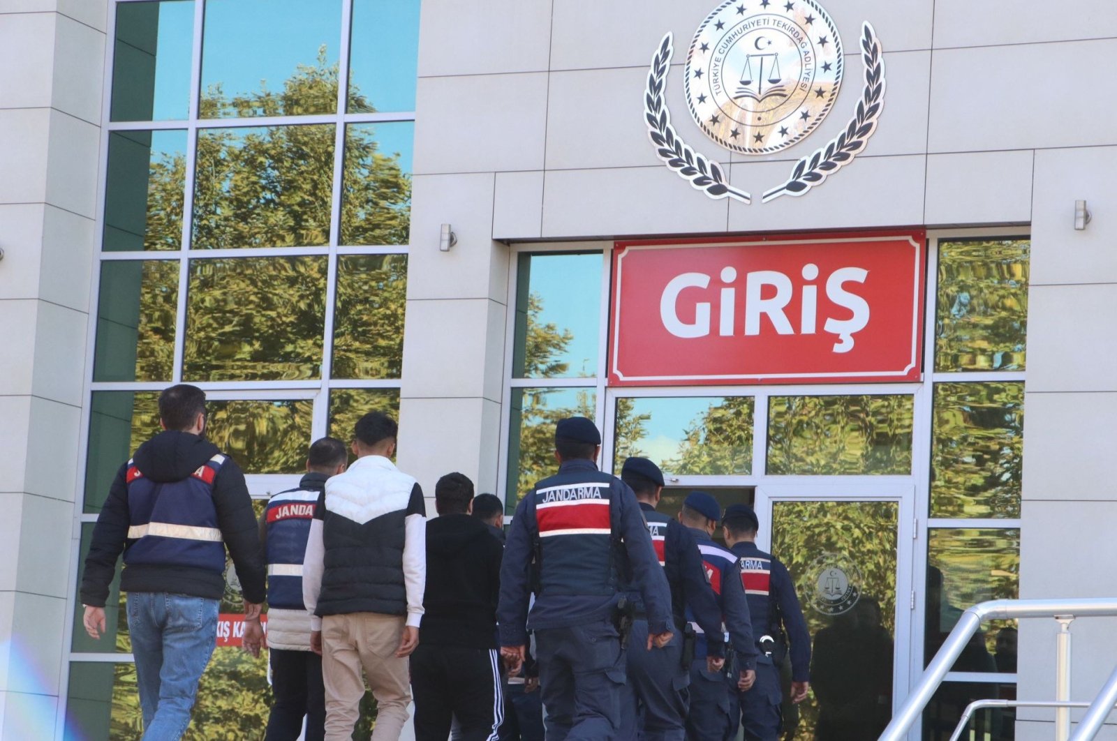 Gendarmerie officers detain four suspects for spreading PKK propaganda in northwestern Tekirdağ province, Türkiye, Oct. 26, 2024. (IHA Photo)