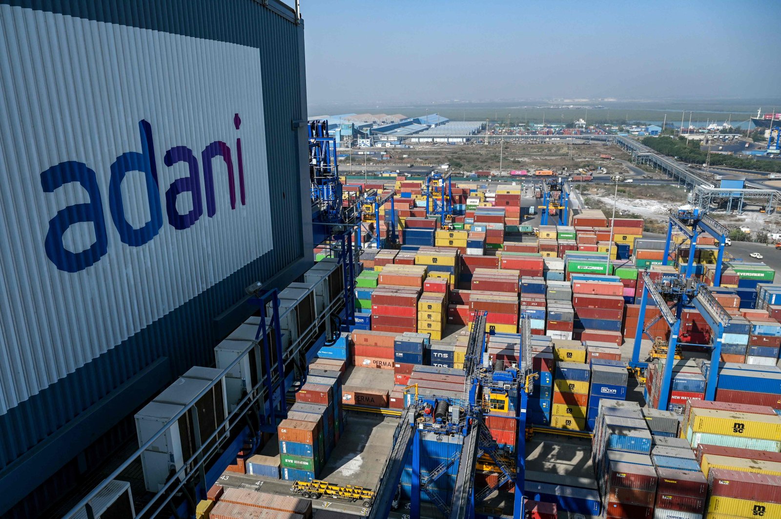 This photograph shows a general view of the Adani Group-owned Mundra Port in Mundra, India, Jan. 11, 2024. (AFP Photo)