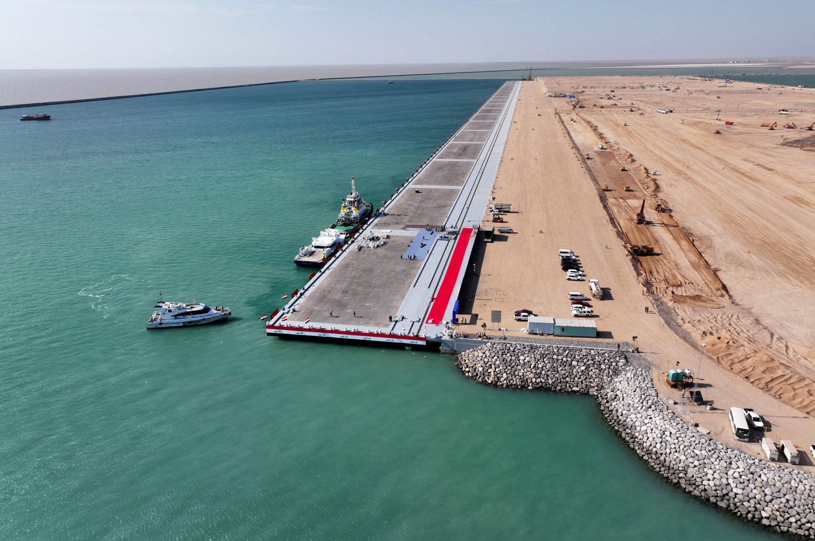 This aerial picture shows the Grand Faw Port docks project in Basra, southern Iraq, Nov. 6, 2024. (AFP Photo)