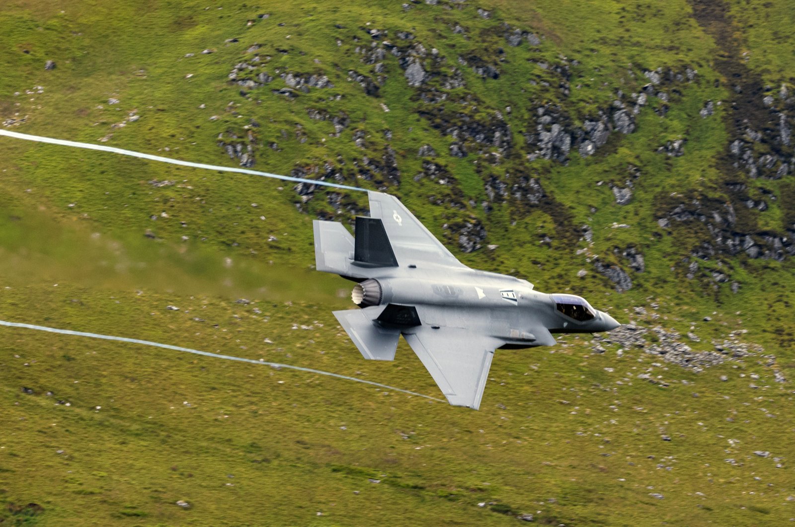 USAF F-15 out of RAF Lakenheath flying The Mach Loop Wales, June 12, 2024. (Reuters File Photo)