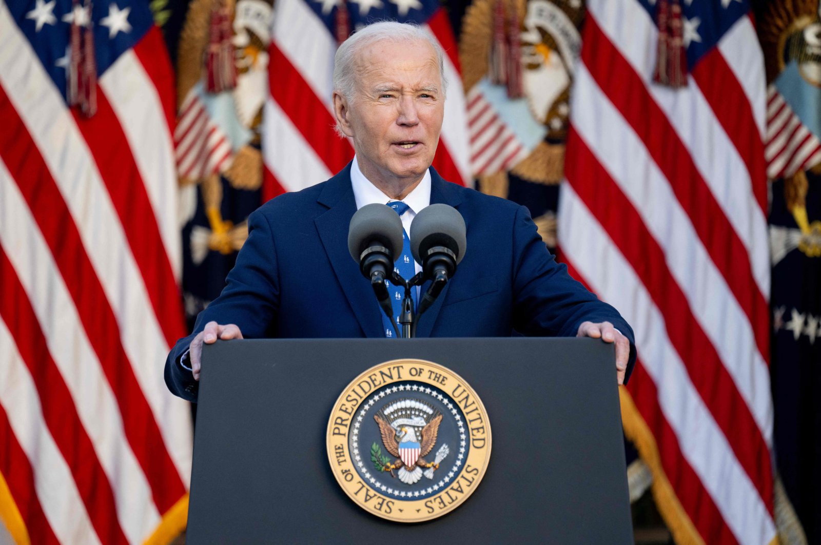 U.S. President Joe Biden speaks about a ceasefire between Israel and Hezbollah in Lebanon, in the Rose Garden of the White House on Nov. 26, 2024. (AFP Photo)