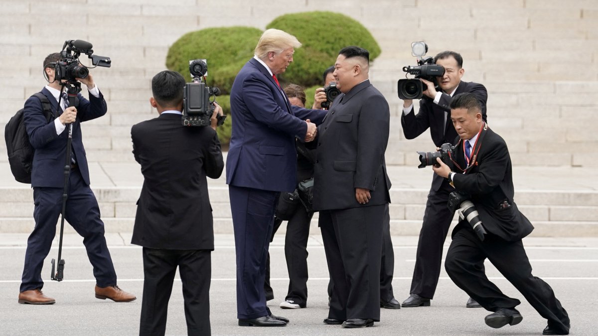 U.S. President Donald Trump meets with North Korean leader Kim Jong Un at the demilitarized zone separating the two Koreas, in Panmunjom, South Korea, June 30, 2019. (Reuters Photo)
