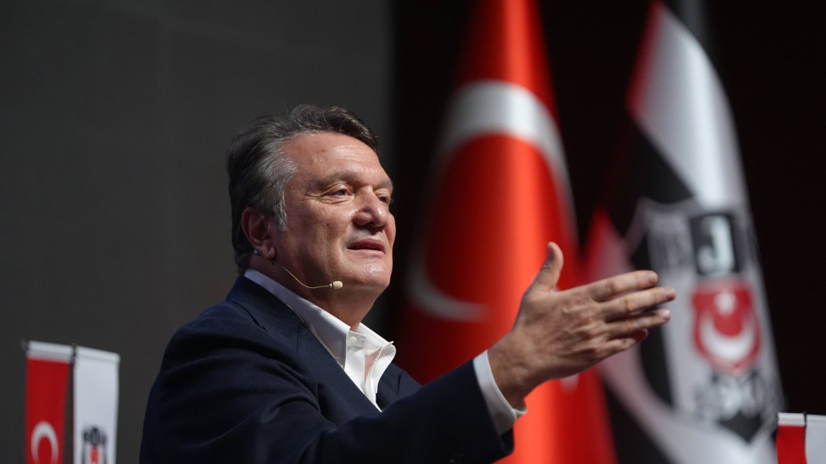 Beşiktaş Club President Hasan Arat speaks to the press at the Tüpraş Stadium, Istanbul, Türkiye, Nov. 21, 2024. (AA Photo)