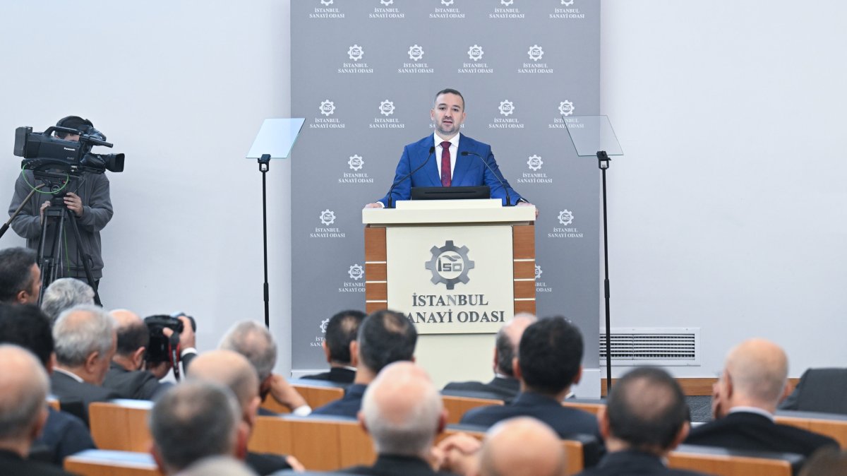 Central Bank of the Republic of Türkiye (CBRT) Governor Fatih Karahan speaks during a meeting at the Istanbul Chamber of Industry (ISO), Istanbul, Türkiye, Nov. 27, 2024. (AA Photo)