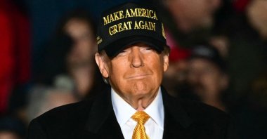 Republican presidential candidate and former U.S. President Donald Trump arrives at a campaign rally in Traverse City, Michigan, U.S., Oct. 25, 2024. (AFP Photo)