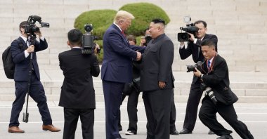 U.S. President Donald Trump meets with North Korean leader Kim Jong Un at the demilitarized zone separating the two Koreas, in Panmunjom, South Korea, June 30, 2019. (Reuters Photo)