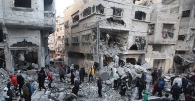 Palestinians inspect the damage at the site of an Israeli airstrike in the Nuseirat camp, Gaza, Palestine, Nov. 27, 2024. (AFP Photo)