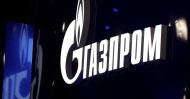 A view shows a board with the logo of Russian gas producer Gazprom at the St. Petersburg International Economic Forum (SPIEF) in Saint Petersburg, Russia, June 5, 2024. (Reuters Photo)