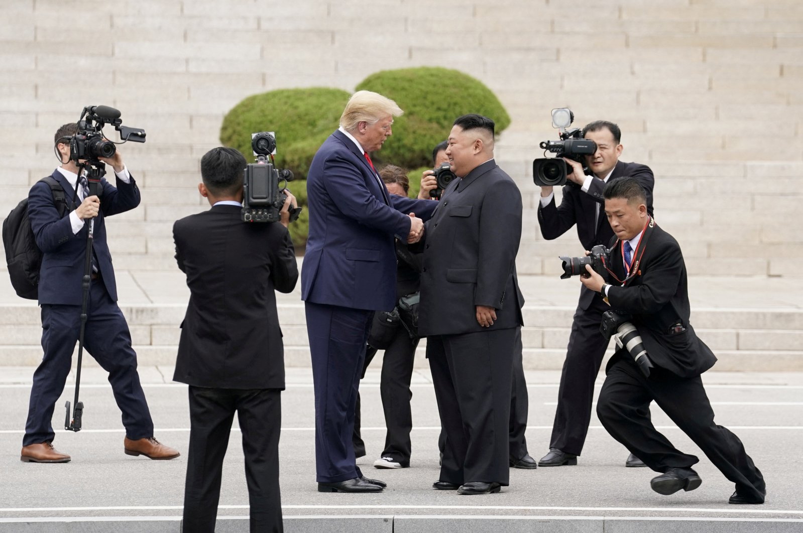 U.S. President Donald Trump meets with North Korean leader Kim Jong Un at the demilitarized zone separating the two Koreas, in Panmunjom, South Korea, June 30, 2019. (Reuters Photo)