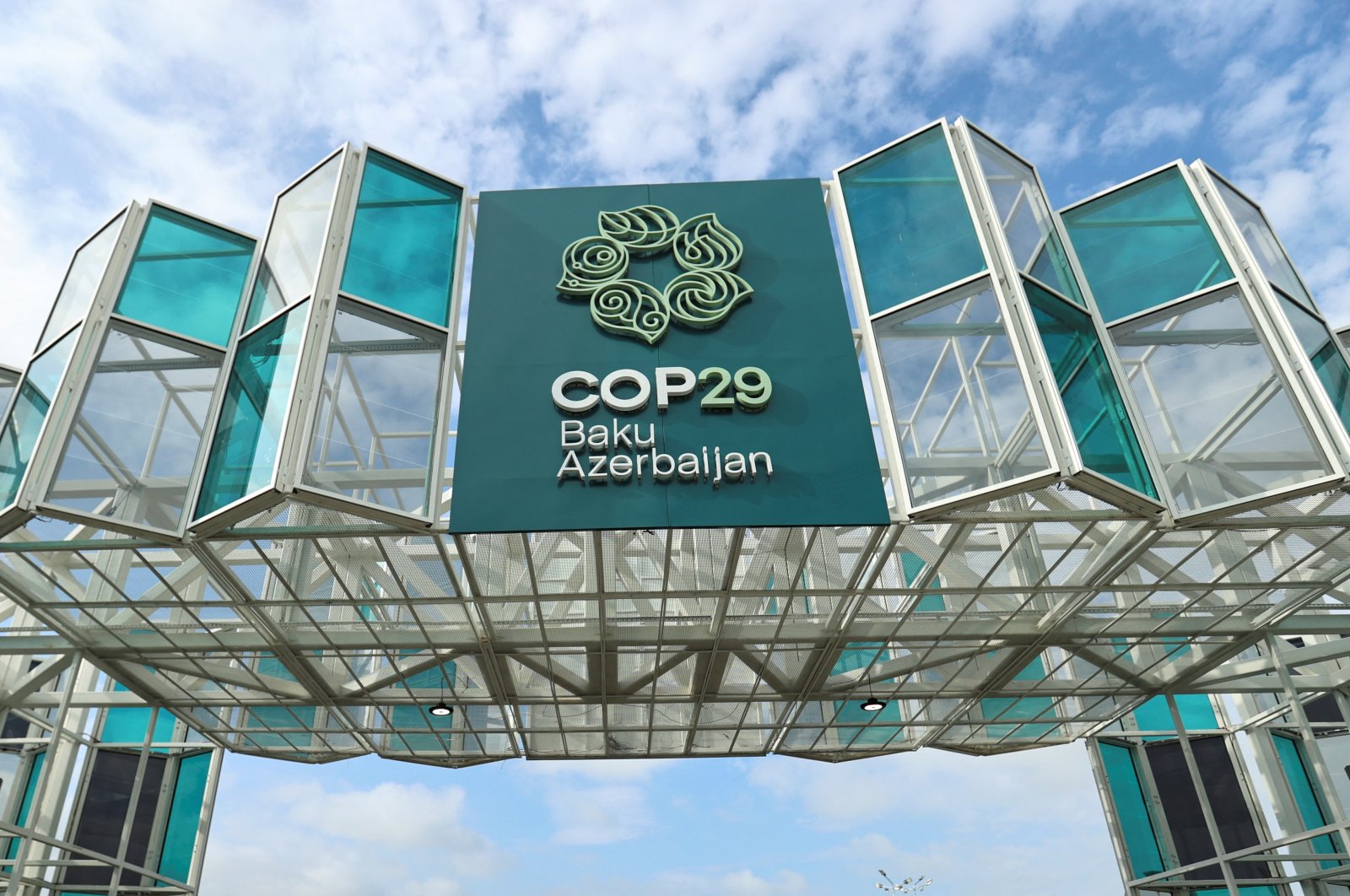 A view shows an installation with the logo near a venue of the COP29 United Nations climate change conference, Baku, Azerbaijan, Nov. 20, 2024. (Reuters Photo)