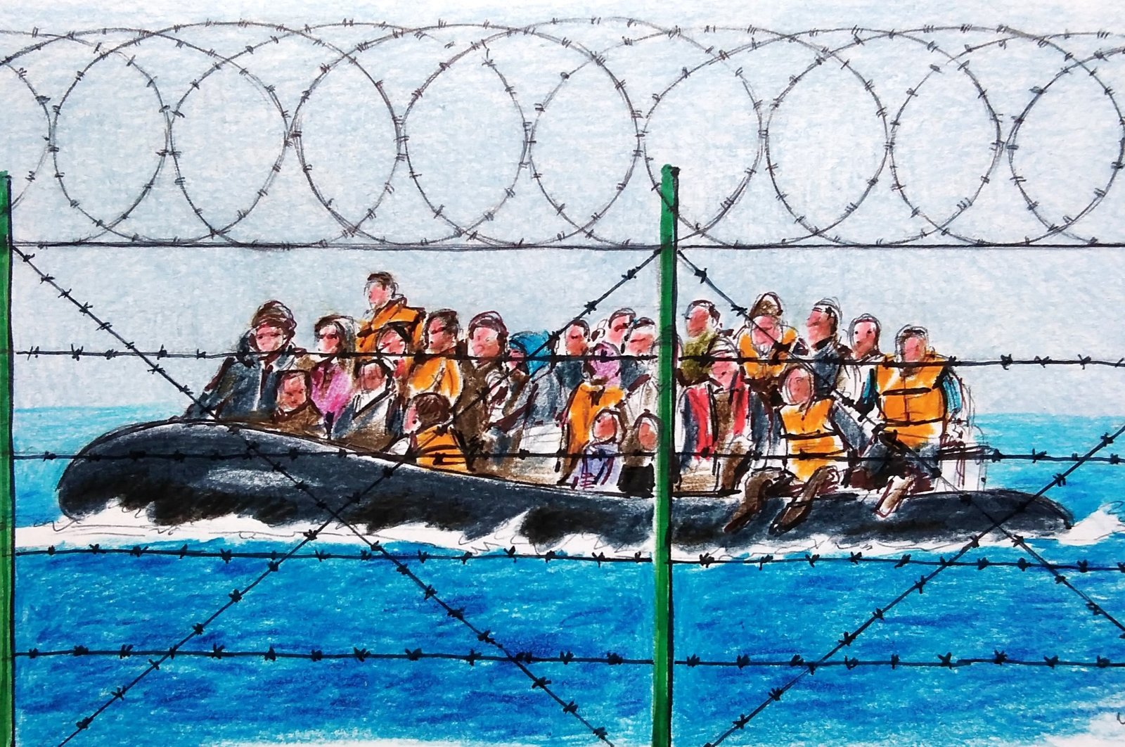 &quot;Sub-Saharan migrants have been arriving in the Maghreb countries and continuing their dangerous journey to cross illegally into Europe.&quot; (Illustration by Erhan Yalvaç)