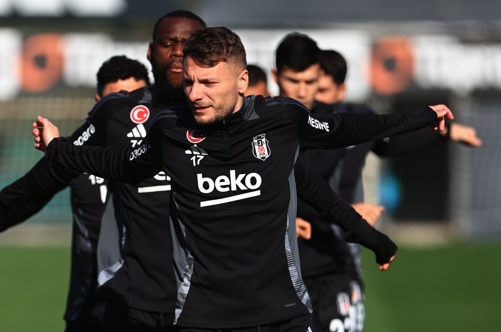 Beşiktaş players train ahead of the Europa League match against Maccabi Tel Aviv, Istanbul, Türkiye, Nov. 27, 2024. (IHA Photo)