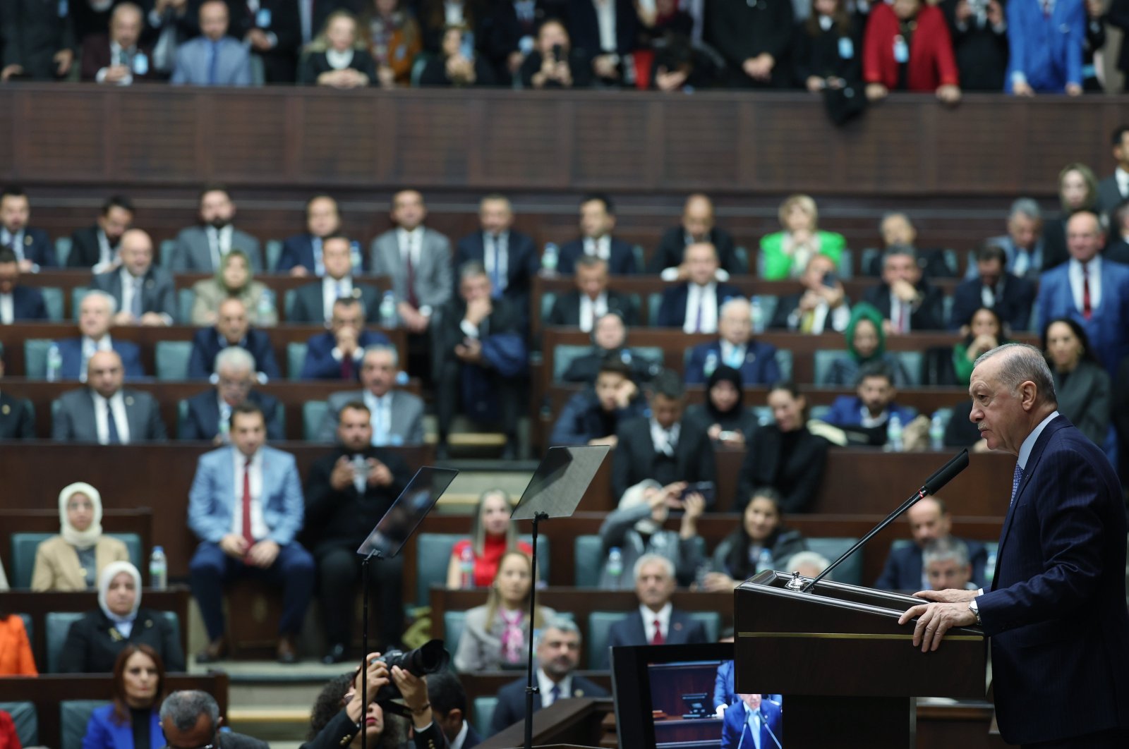 President Recep Tayyip Erdoğan speaks at the Justice and Development Party (AK Party) meeting at Parliament, Ankara, Türkiye, Nov. 27, 2024. (AA Photo)