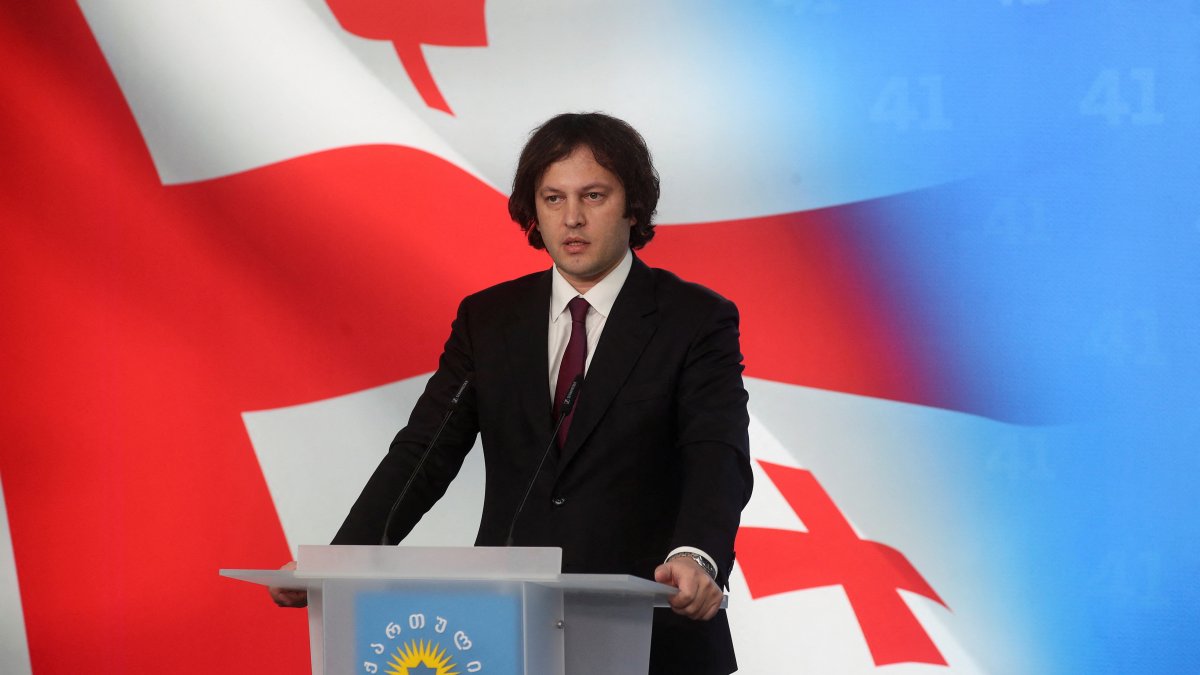 Georgia&#039;s Prime Minister Irakli Kobakhidze attends a news conference in Tbilisi, Georgia Nov. 28, 2024. (Reuters Photo)