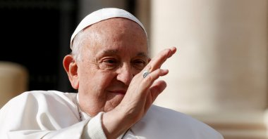 Pope Francis gestures on the day of the weekly general audience in St. Peter&#039;s Square at the Vatican, Nov. 27, 2024. (Reuters Photo)