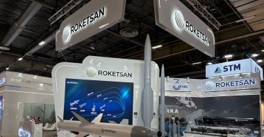 Roketsan products are displayed at its booth during the Euronaval fair in Paris, France, Nov. 4, 2024. (AA Photo)