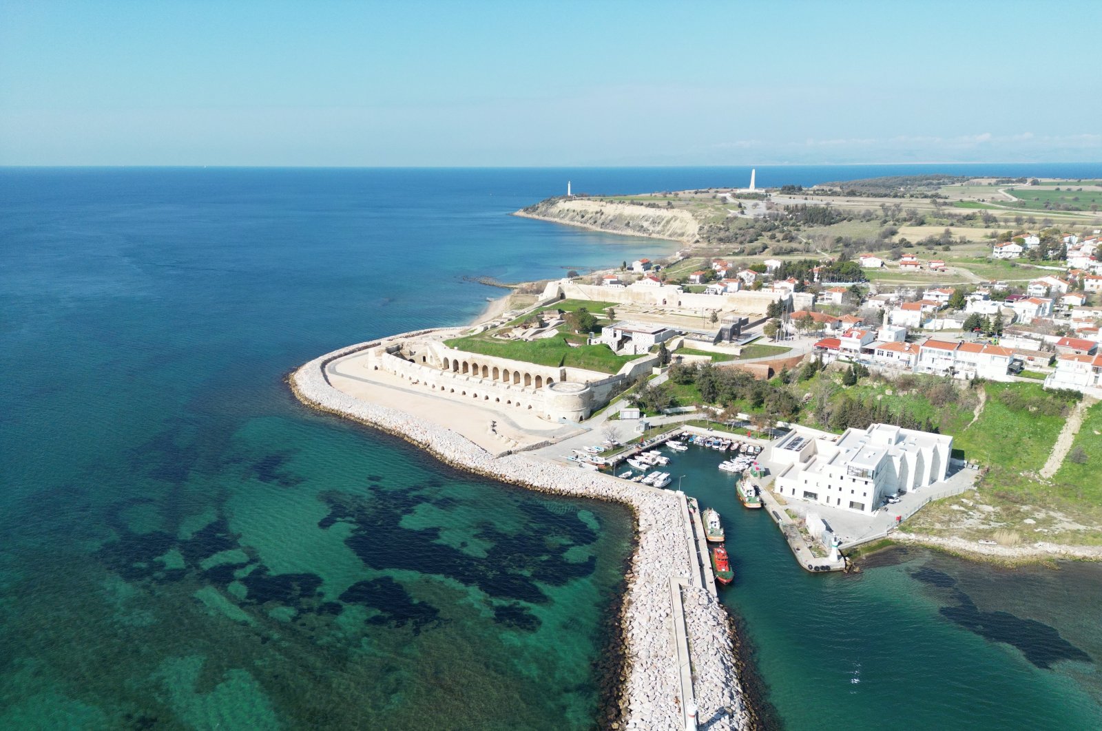 Aerial view of Seddülbahir Fortress in Çanakkale, northwestern Türkiye, Nov. 28, 2024. (IHA Photo)