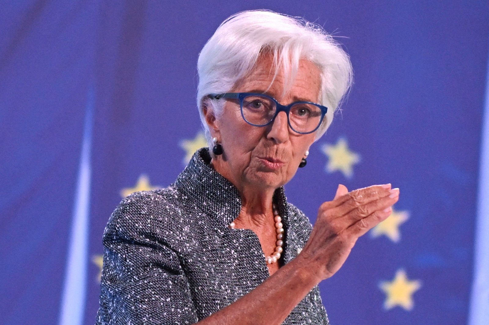 European Central Bank (ECB) President Christine Lagarde speaks to reporters following the Governing Council&#039;s monetary policy meeting in Frankfurt, Germany, Sept. 12, 2024. (Reuters Photo