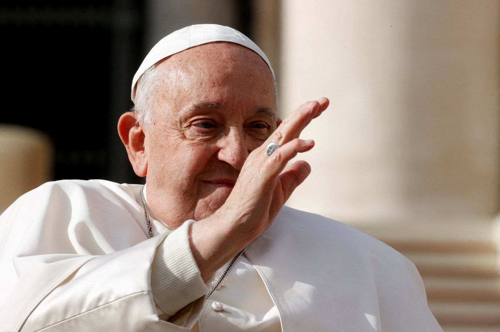 Pope Francis gestures on the day of the weekly general audience in St. Peter&#039;s Square at the Vatican, Nov. 27, 2024. (Reuters Photo)