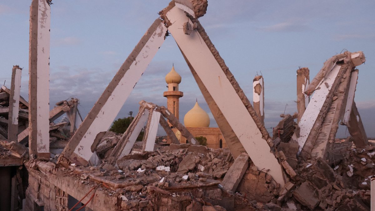 A view shows rubble of a damaged church in Derdghaiya, on the second day of the cease-fire between Israel and Hezbollah, southern Lebanon, Nov. 28, 2024. (Reuters Photo)