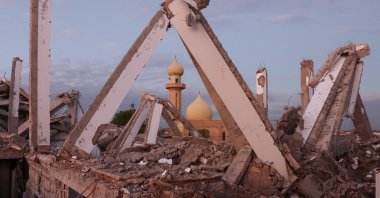 A view shows rubble of a damaged church in Derdghaiya, on the second day of the cease-fire between Israel and Hezbollah, southern Lebanon, Nov. 28, 2024. (Reuters Photo)