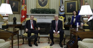 President Recep Tayyip Erdoğan and U.S. President Donald Trump meet in the Oval Office of the White House, Washington, U.S., May 16, 2017. (AP Photo)