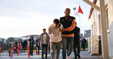 Police escort suspects detained in an operation against Mossad agents in Türkiye, at an unspecified location, Jan. 4, 2024. (AA Photo)