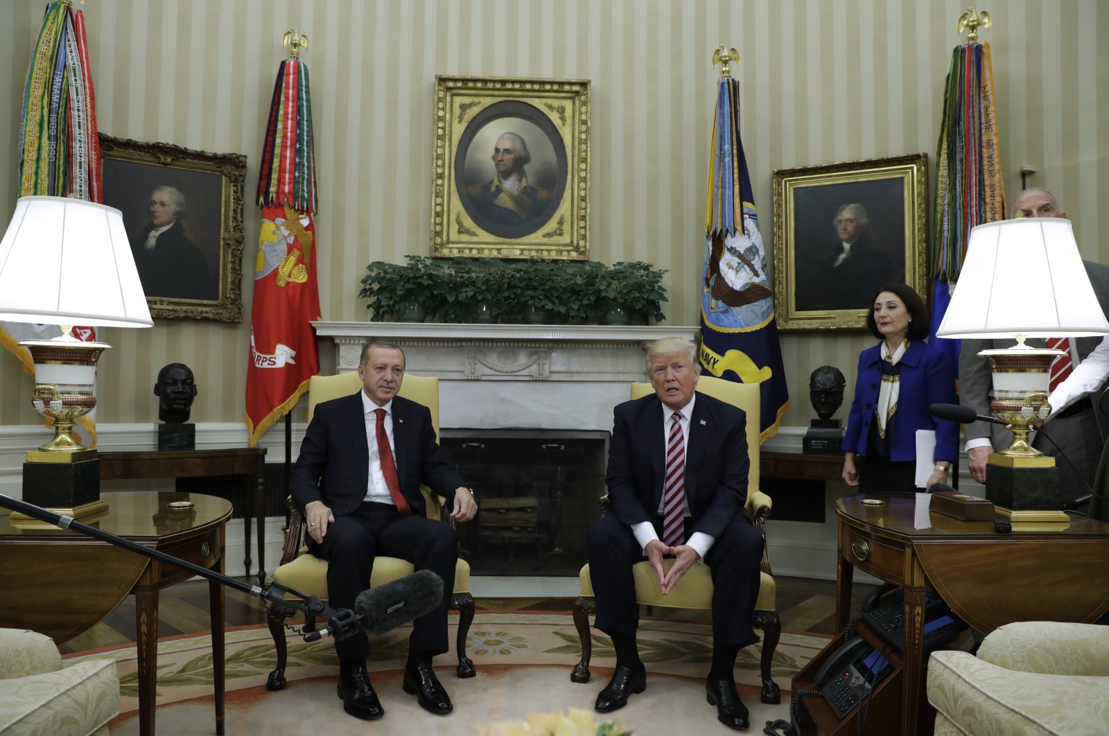 President Recep Tayyip Erdoğan and U.S. President Donald Trump meet in the Oval Office of the White House, Washington, U.S., May 16, 2017. (AP Photo)