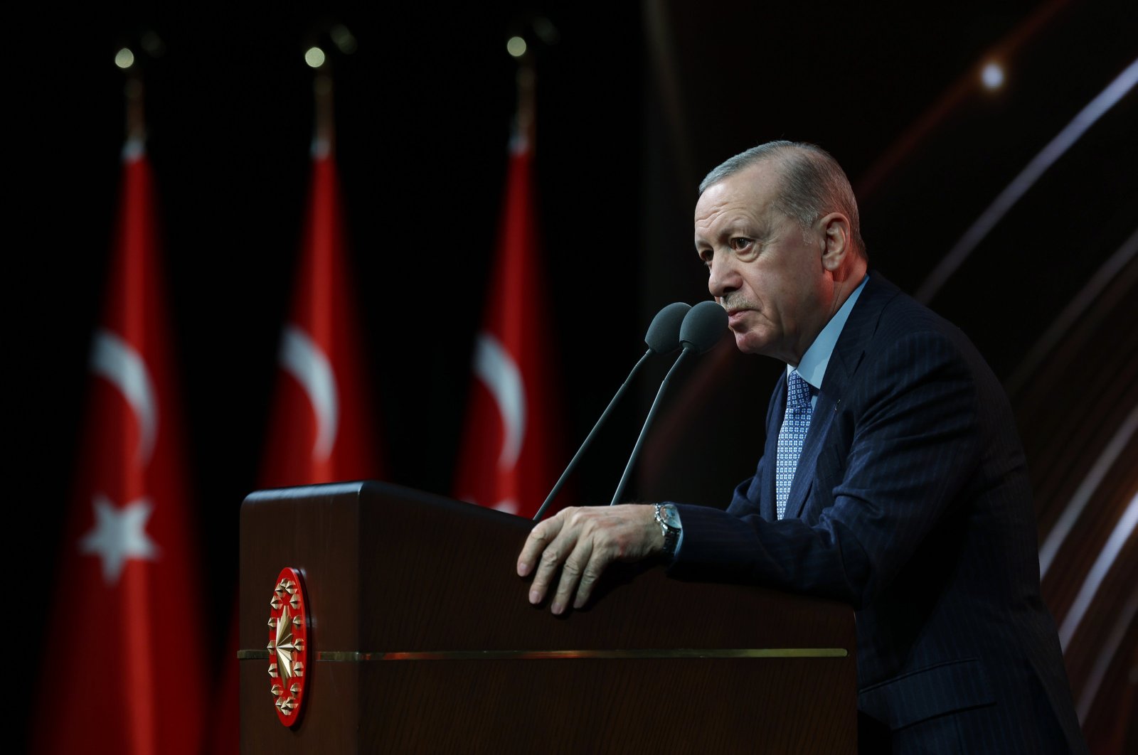 President Recep Tayyip Erdoğan delivers a speech at an event in Ankara, Türkiye, Nov. 27, 2024. (AA Photo)