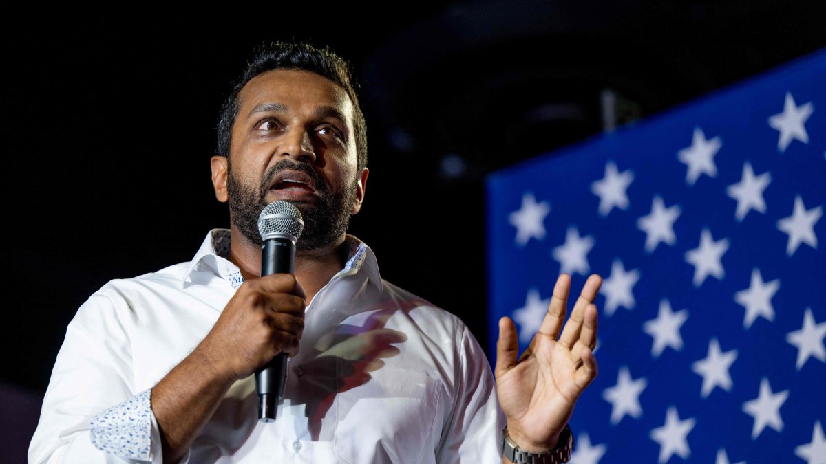 Kash Patel speaks during a campaign event in Tucson, Arizona, July 31, 2022. (AFP Photo)