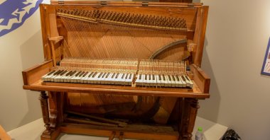 The restored piano is displayed at the Istanbul Technical University in Istanbul, Türkiye, on Nov. 30, 2024. (AA Photo)