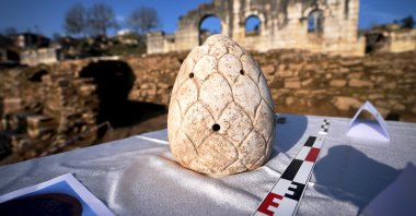 A Roman-era artifact unearthed during exvacations is displayed in Konuralp, Düzce, northwestern Türkiye, Nov. 30, 2024. (AA Photo)