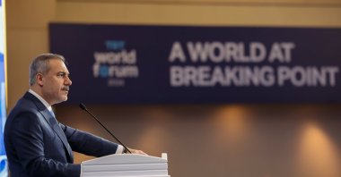 Foreign Minister Hakan Fidan speaks at an event in Istanbul, Türkiye, Nov. 30, 2024. (AA Photo)