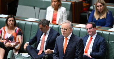 Australian Prime Minister Anthony Albanese speaks on the Online Safety Amendment Bill in the House of Representatives at Parliament House in Canberra, Australia, Nov. 25, 2024. (Reuters Photo)