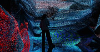 A visitor examines the exhibition at AKM in Istanbul, Türkiye, Nov. 27, 2024. (AA Photo)