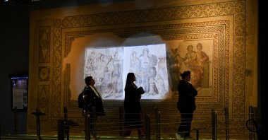 Visitors explore the ancient and unique pieces at Zeugma Mosaic Museum in Gaziantep, Türkiye, Nov. 27, 2024. (DHA Photo)