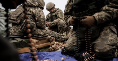 Servicemen handling ammunition during a drill at an undisclosed location in the Donetsk region, eastern Ukraine, Nov. 29, 2024. (Ukraine Armed Forces Press Service handout via EPA photo)